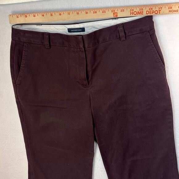 Lands' End Women Sz 10 Burgundy Mid Rise Flat Front Straight Fit 2 Chino Pant - Picture 2 of 9